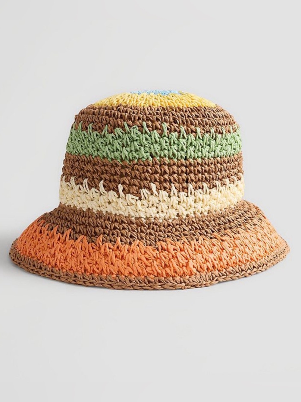 Boho Paper Straw Bucket 
Hat